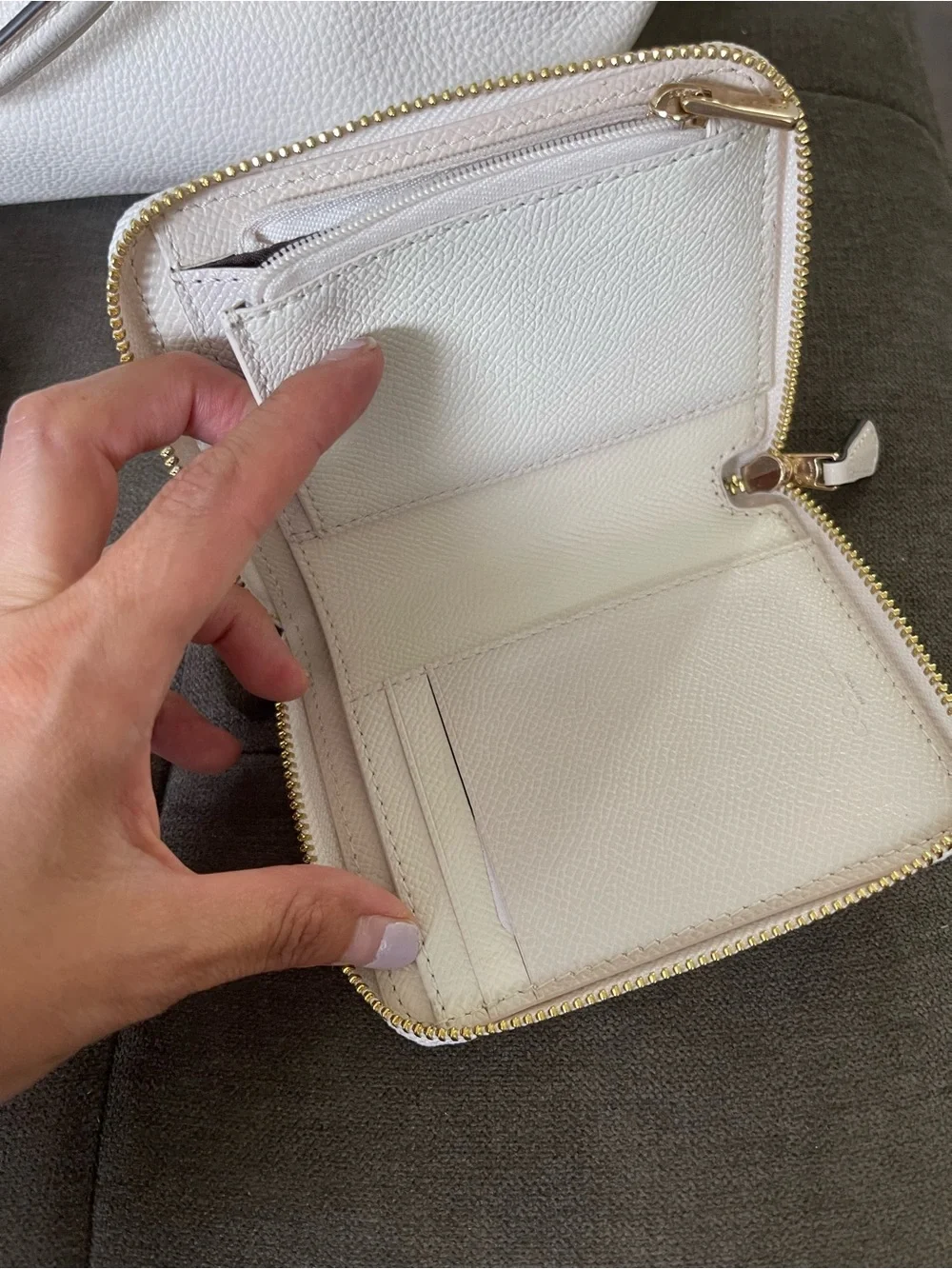 COACH Ally Pebbled Leather crossbody Chalk/Ivory  Satchel w/ Matching Wallet